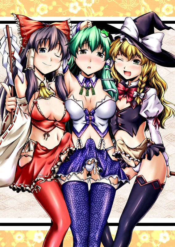 marisa kirisame+reimu hakurei+sanae kochiya