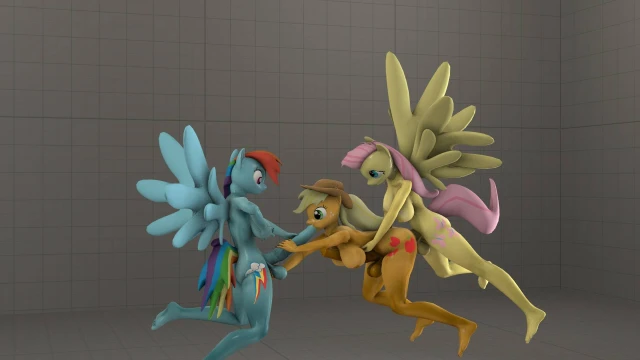 applejack (mlp)+fluttershy (mlp)+rainbow dash (mlp)