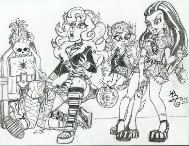 clawdeen wolf+cleo de nile+deuce gorgon+frankie stein+lagoona blue